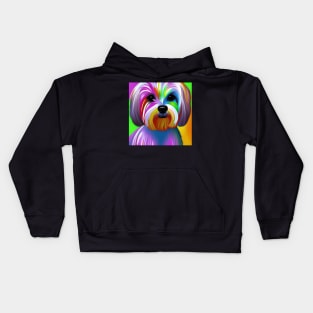 Maltese Dog Rainbow Painting Kids Hoodie